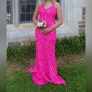 Gorgeous neon pink Sherri Hill prom dress